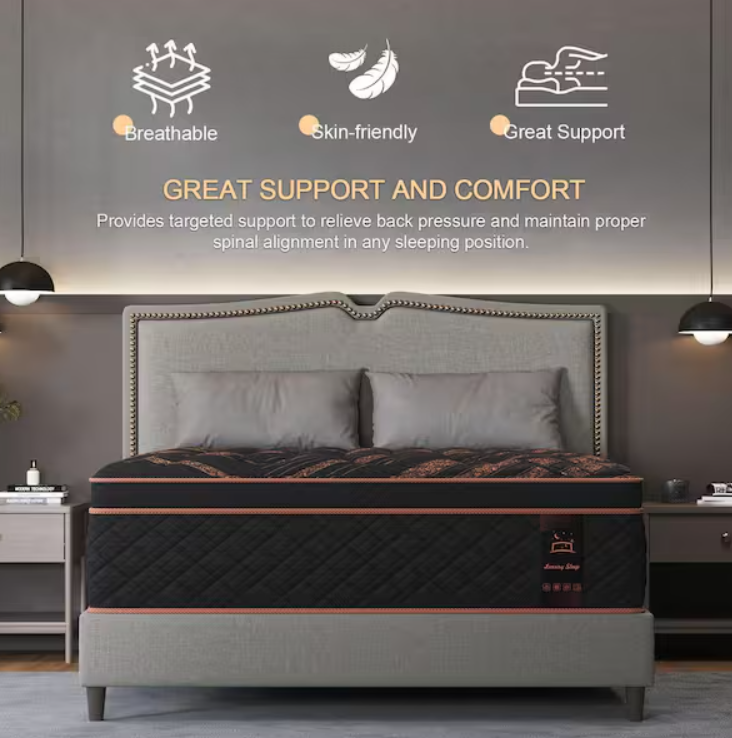 Luxury Sleep 12" Eurotop Hybrid Bed-In-A-Box King Mattress