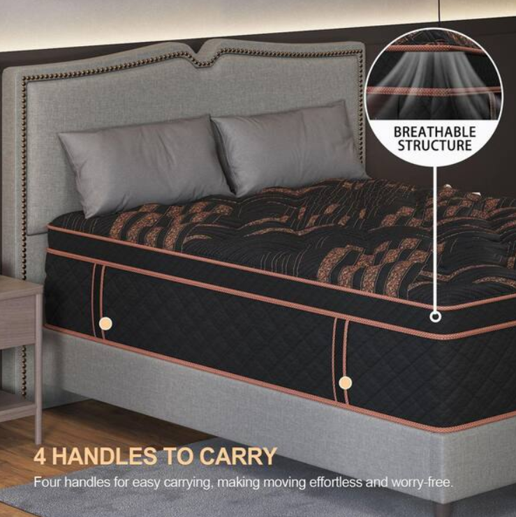 Luxury Sleep 12" Eurotop Hybrid Bed-In-A-Box King Mattress